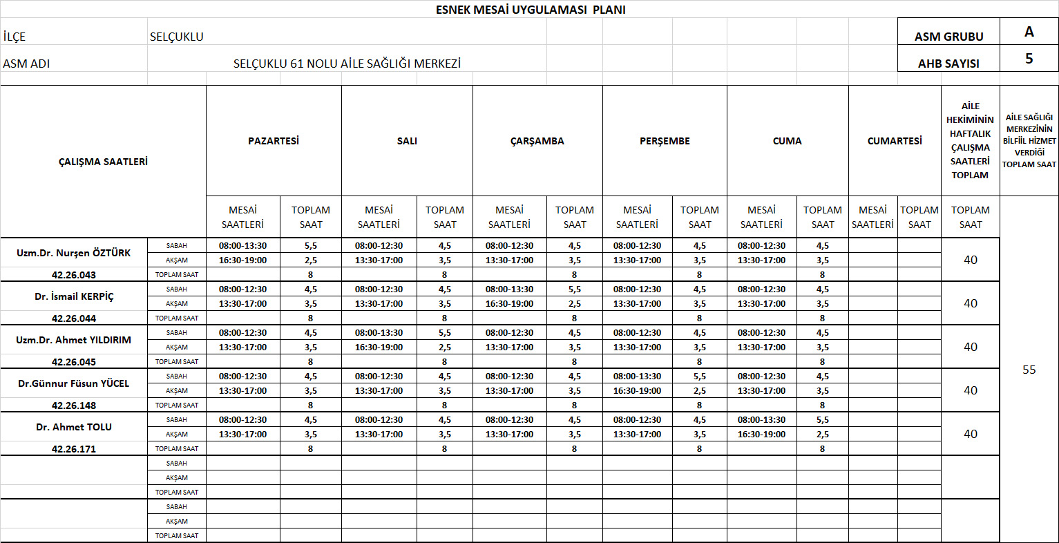 Çalışma Saatlerimiz